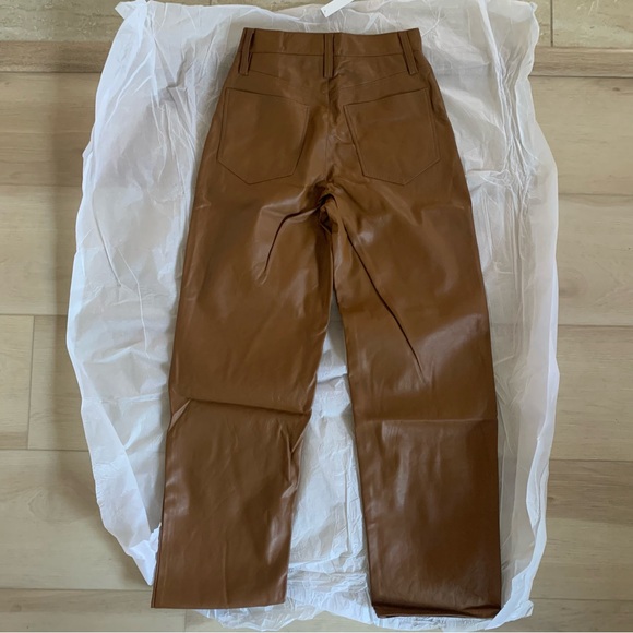 NWT Madewell Tan Faux Leather Pants - Picture 4 of 5